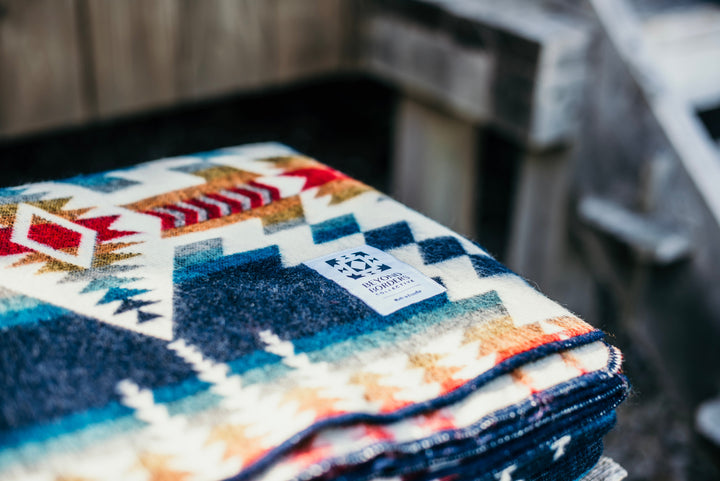 Detail of the Northern Lights throw blanket&