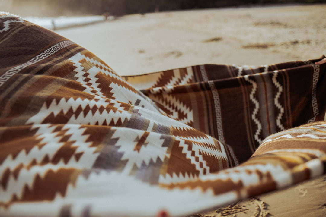 Reversible Shuar Andean throw with Greek-key borders, 100% recycled acrylic.