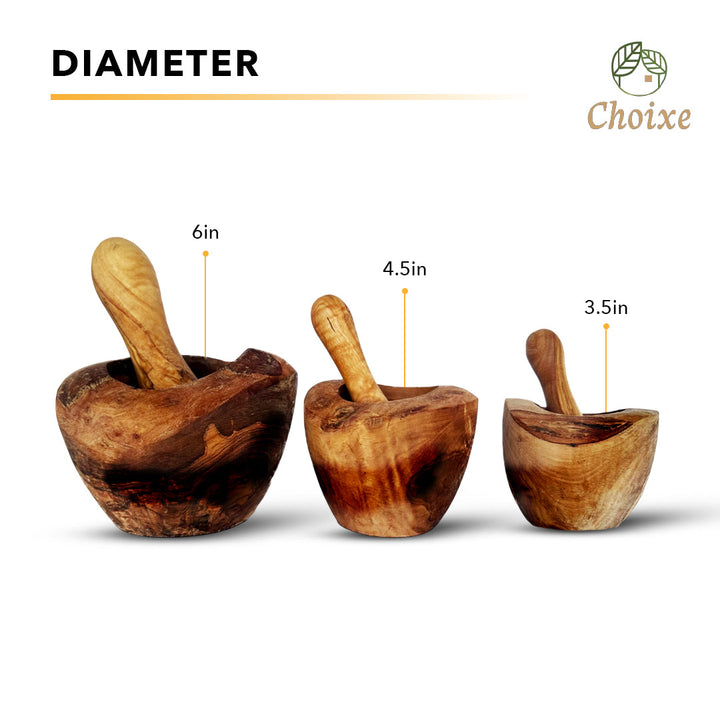 Olive wood mortar and pestle with natural wood finish
