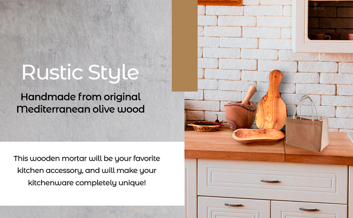 Handcrafted olive wood mortar and pestle set
