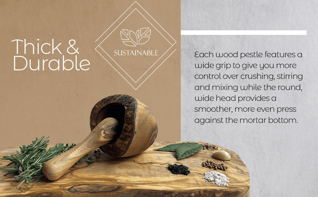 Olive wood mortar and pestle set, handcarved