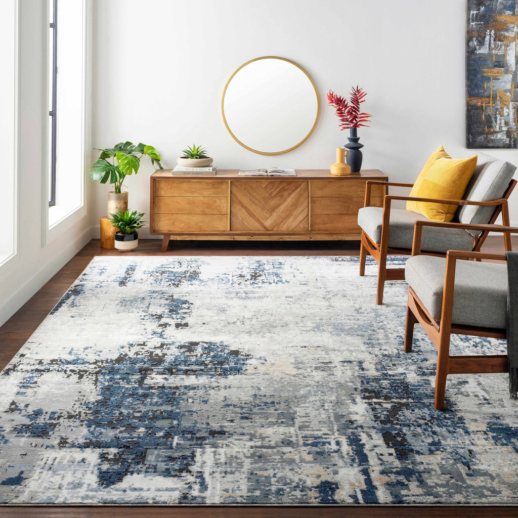 Campsall Gray&Blue Abstract Area Rug - Bush & Briar