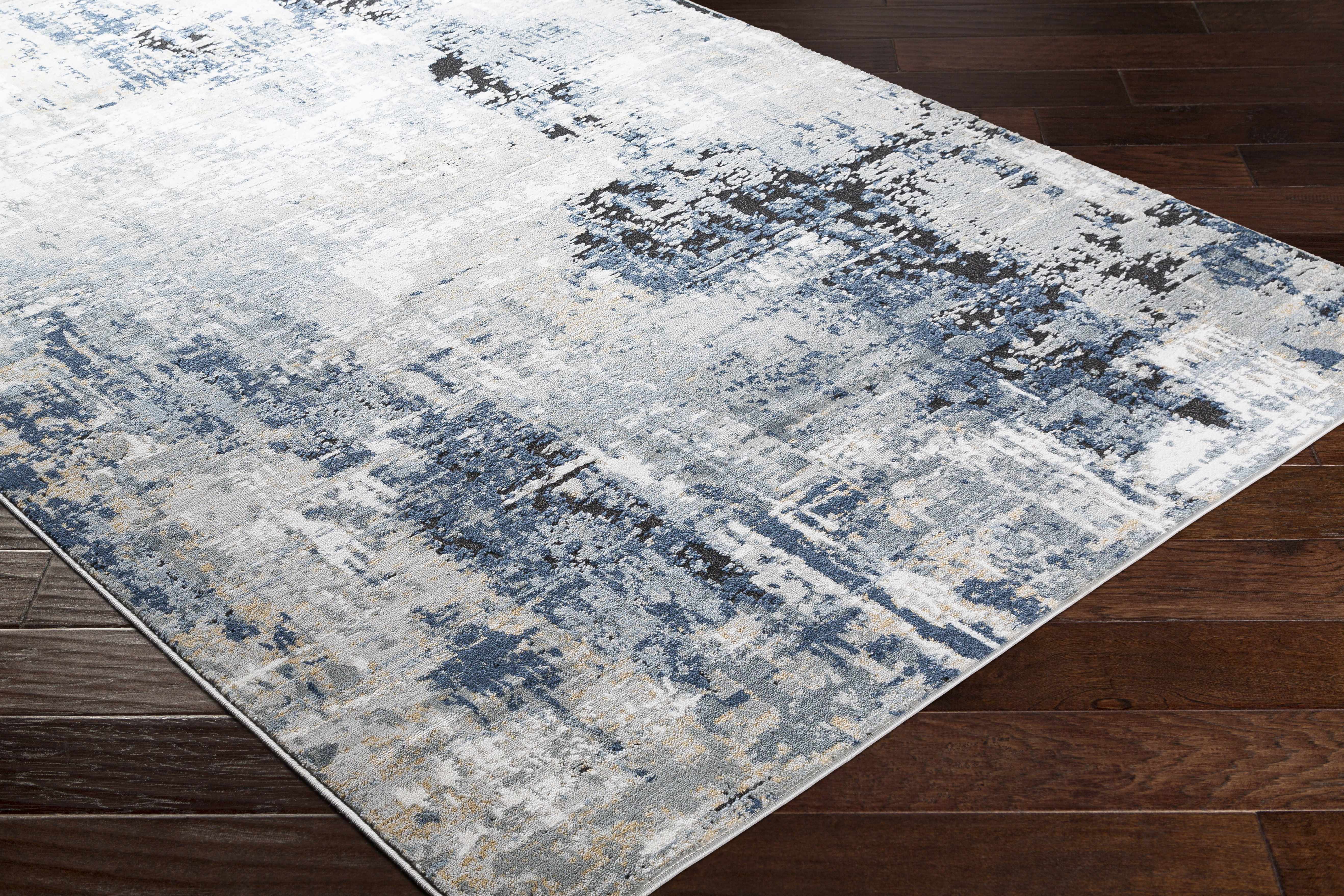 Campsall Gray&Blue Abstract Area Rug - Bush & Briar