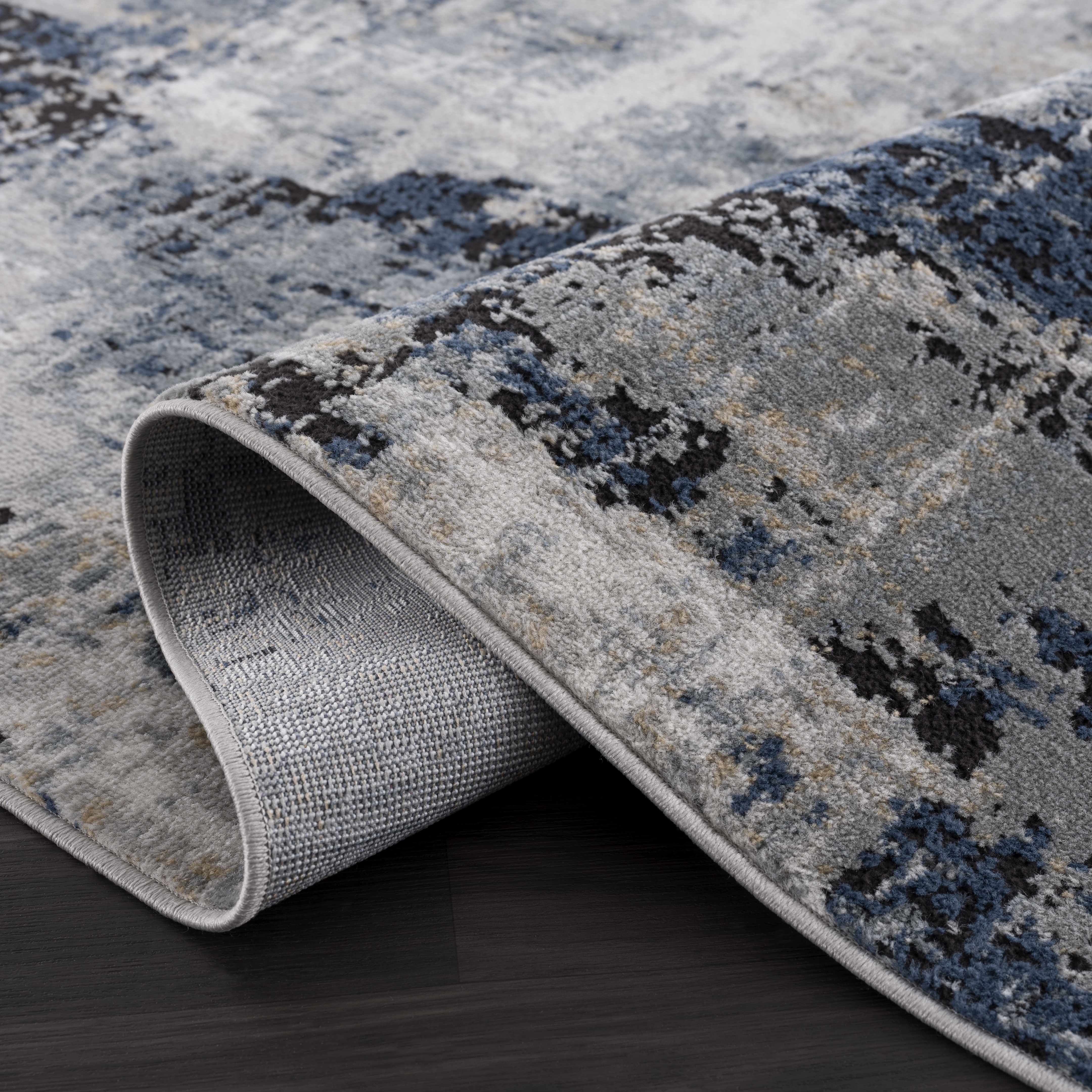 Campsall Gray&Blue Abstract Area Rug - Bush & Briar