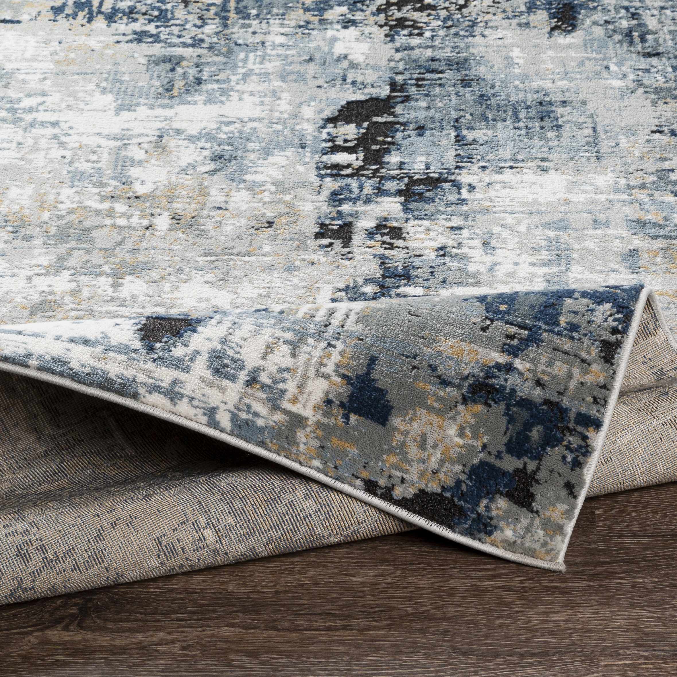 Campsall Gray&Blue Abstract Area Rug - Bush & Briar