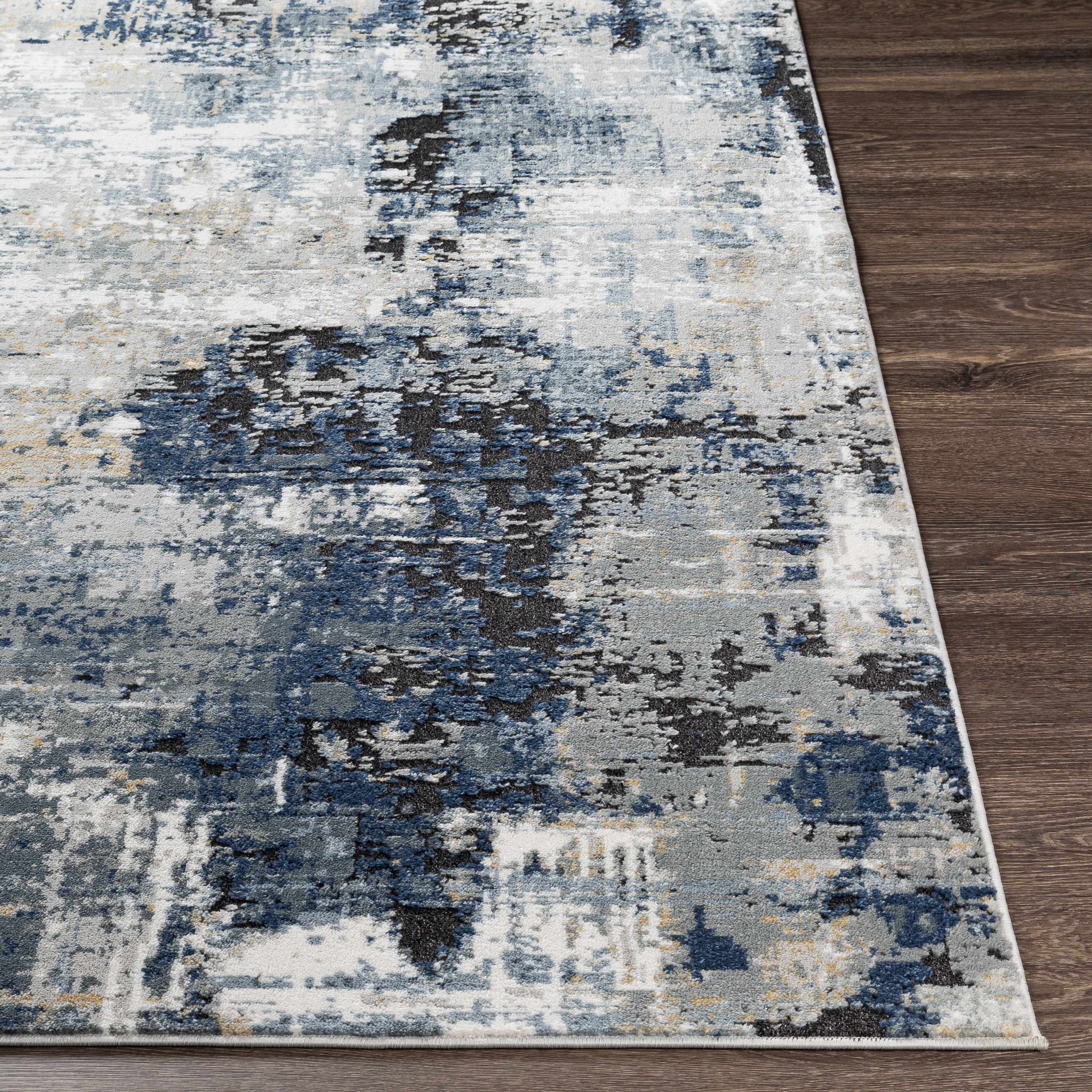 Campsall Gray&Blue Abstract Area Rug - Bush & Briar