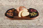 Load image into Gallery viewer, Charcuterie/ Serving Tray w/ 4 black triangular ceramic bowls - Bush &amp; Briar
