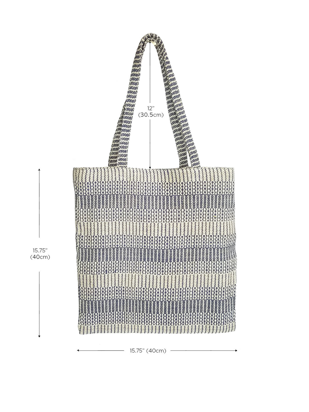 Square jute-cotton bag in blue with soft handles, multi-use carry tote