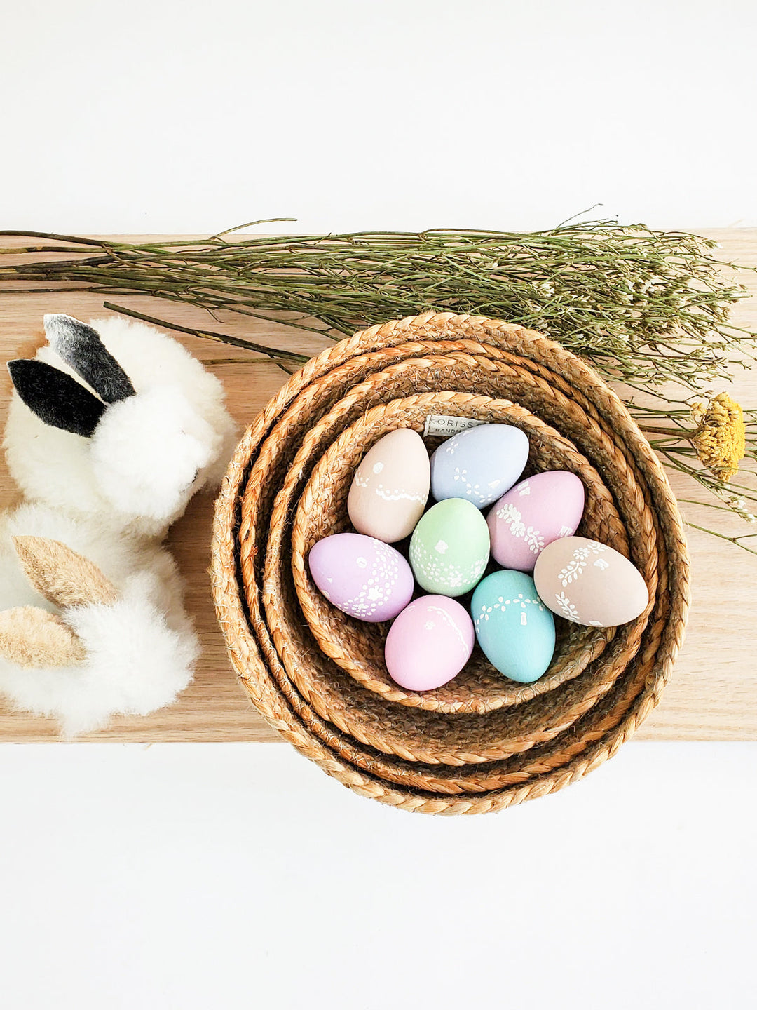 Set of four Kata Candy Bowls in natural jute by DC-KORISSA, showcasing eco-friendly, handcrafted storage containers with a rustic look.