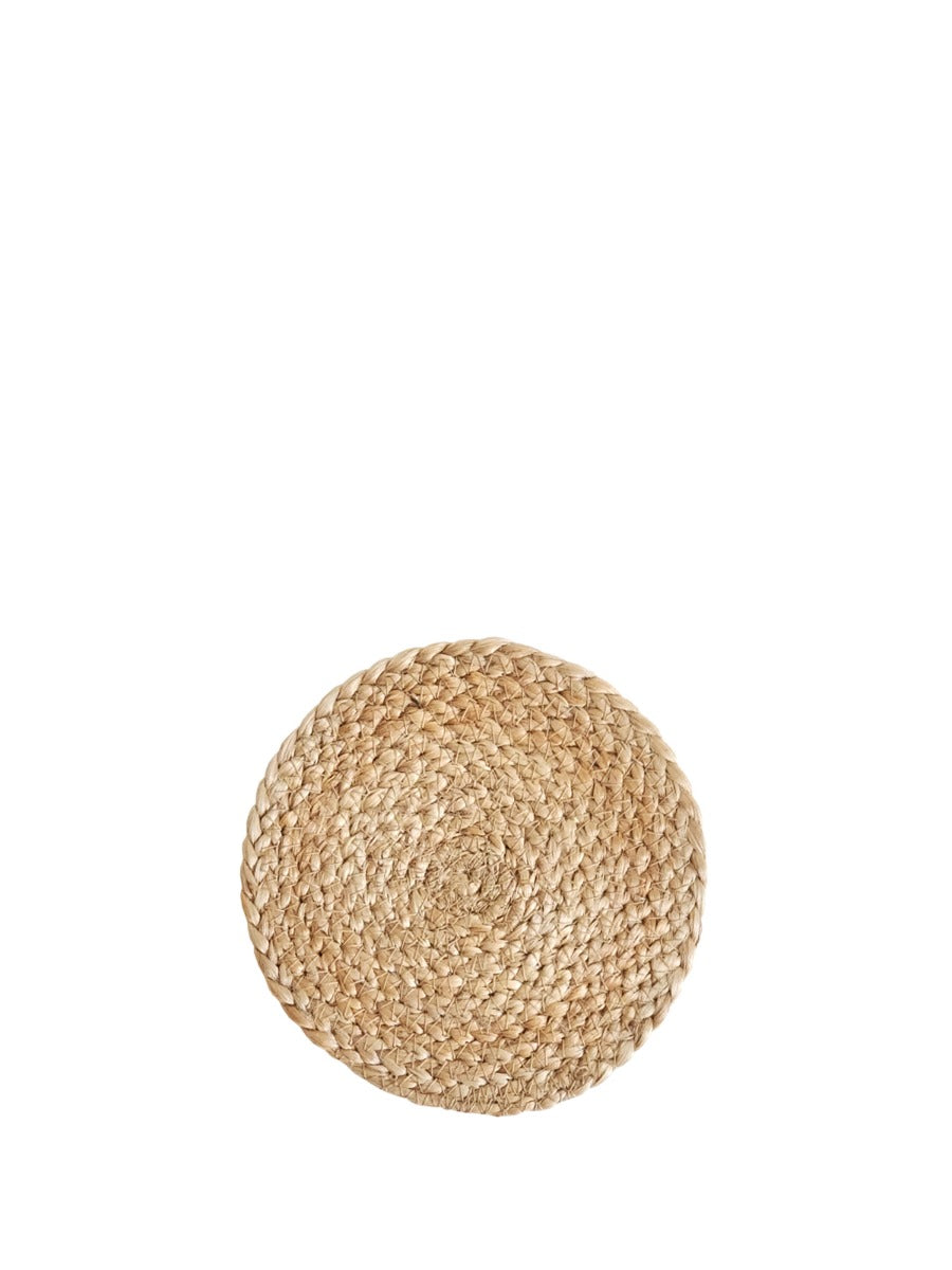 Natural fiber coaster-trivets, 6 inch round for cups and warm dishes