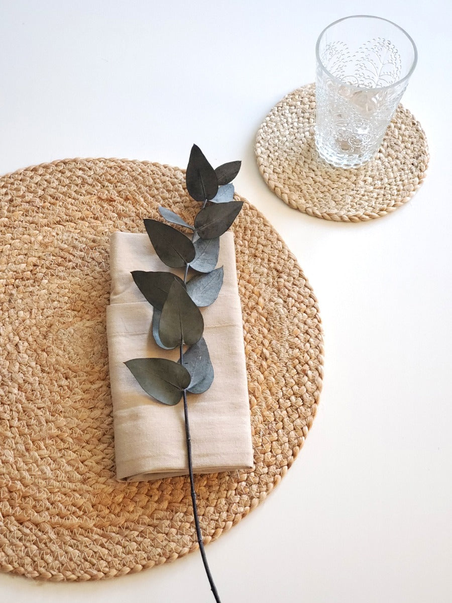 Large braided jute coasters that double as trivets, set of 4