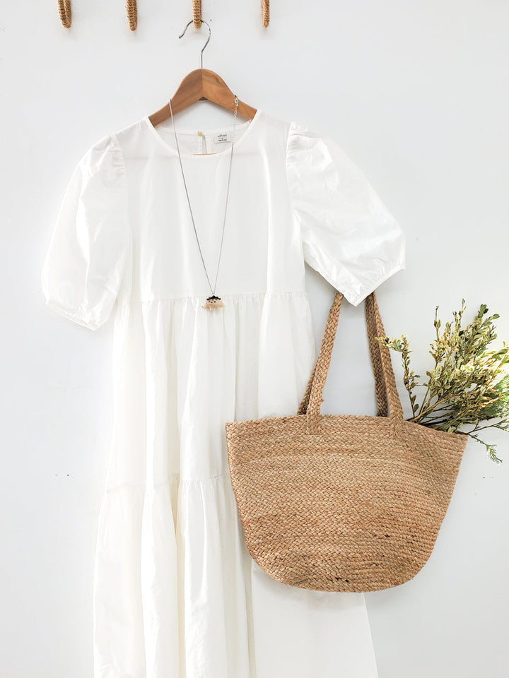 Natural jute shoulder bag, handwoven