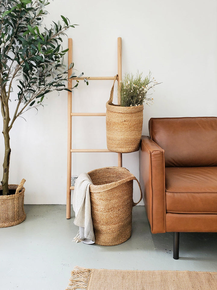 Woven jute wall hanging basket, eco-friendly storage and wall decor in one