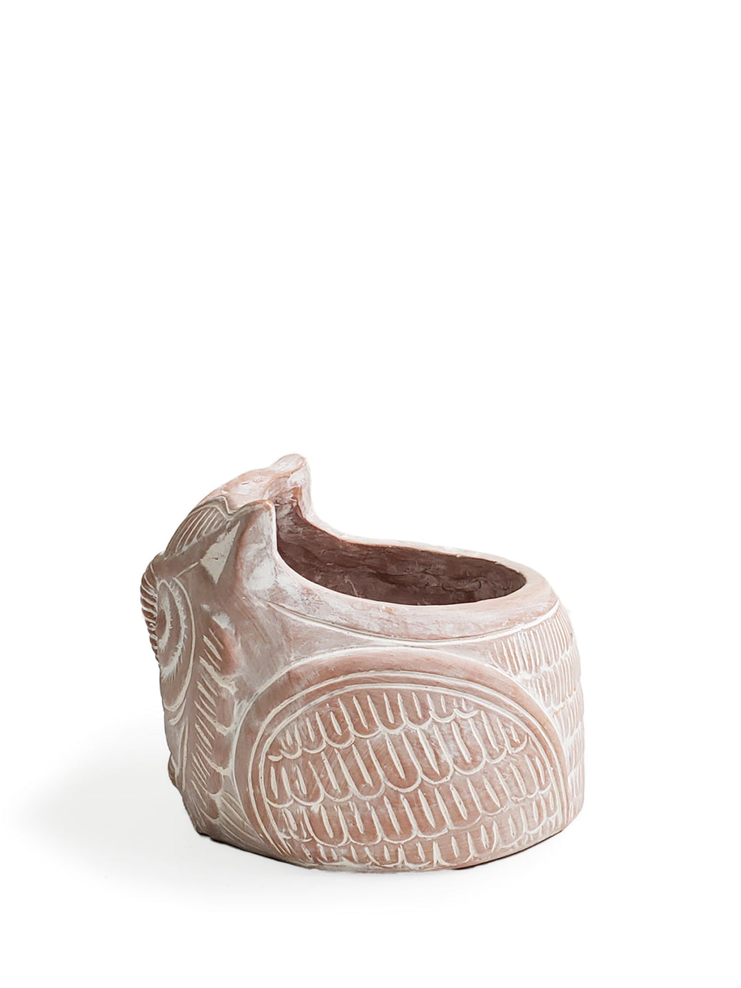 Terracotta horned owl planter for a windowsill or garden