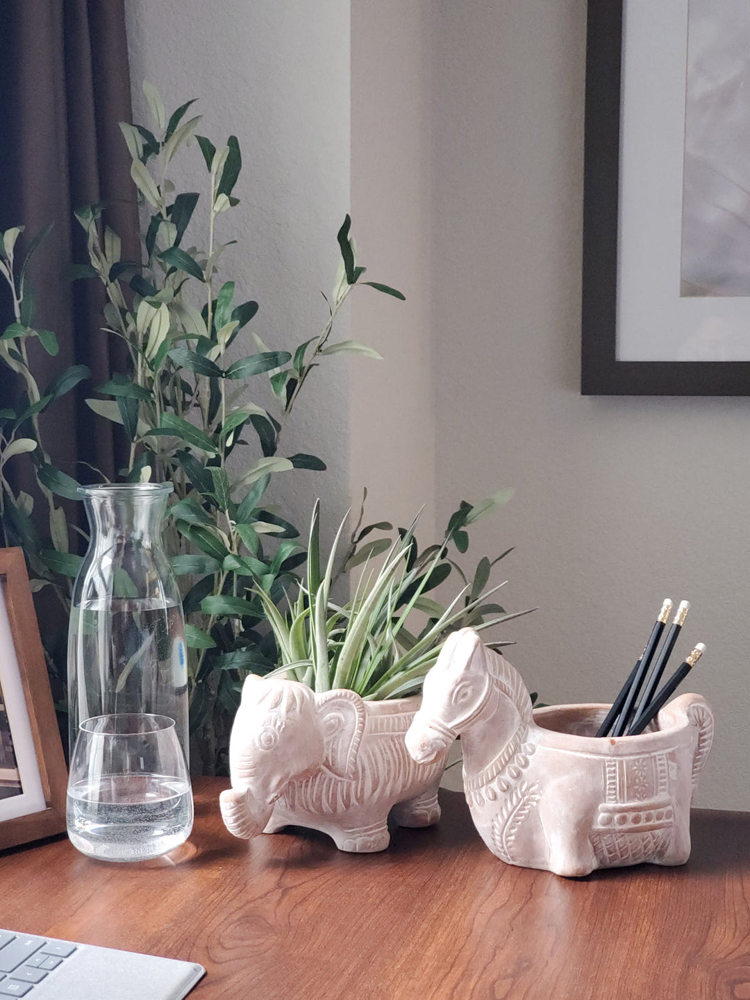 Terracotta horse planter for indoor or outdoor garden decor