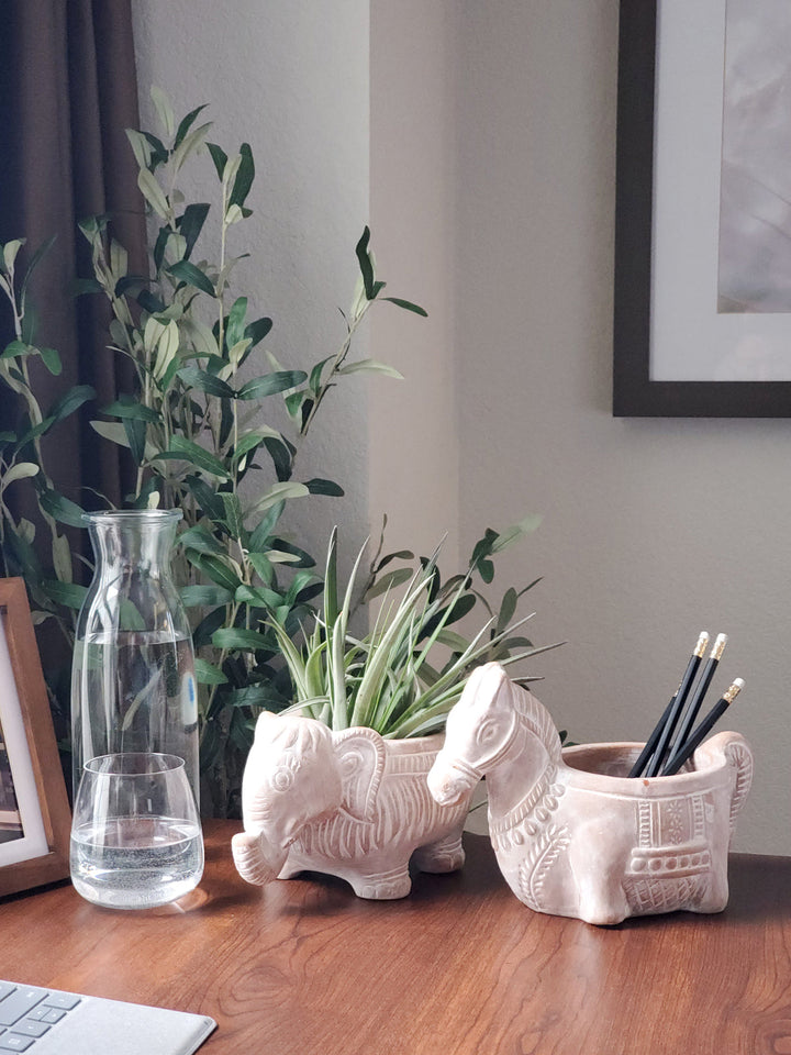 Terracotta horse planter for indoor or outdoor garden decor