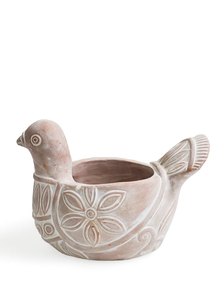 Rustic spotted dove terracotta planter for indoor or outdoor plants