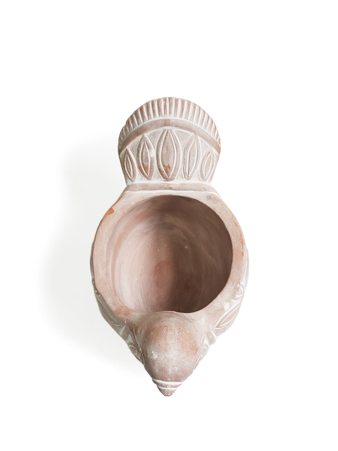 Spotted dove terracotta planter with a textured dove design