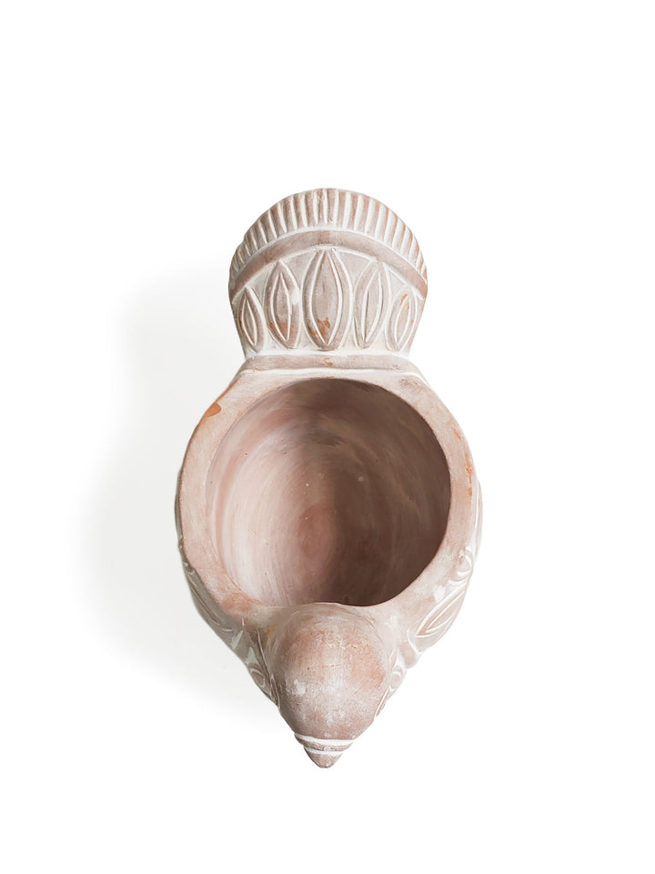 Spotted dove terracotta planter with a textured dove design