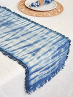 Load image into Gallery viewer, Tie Dye Cotton Table Runner - Indigo Blue - Bush &amp; Briar
