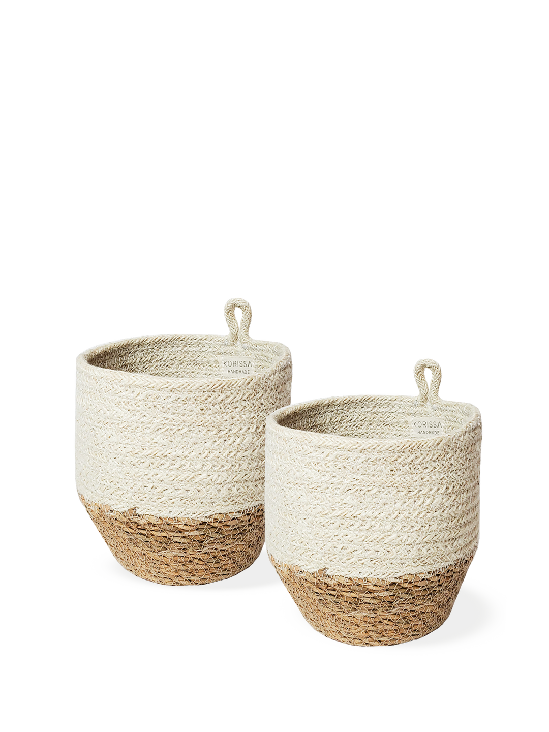 Natural off-white jute loop storage bin for small-item organization