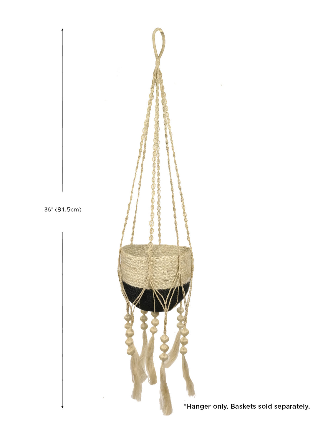 Natural jute macrame plant hanger with a green potted plant