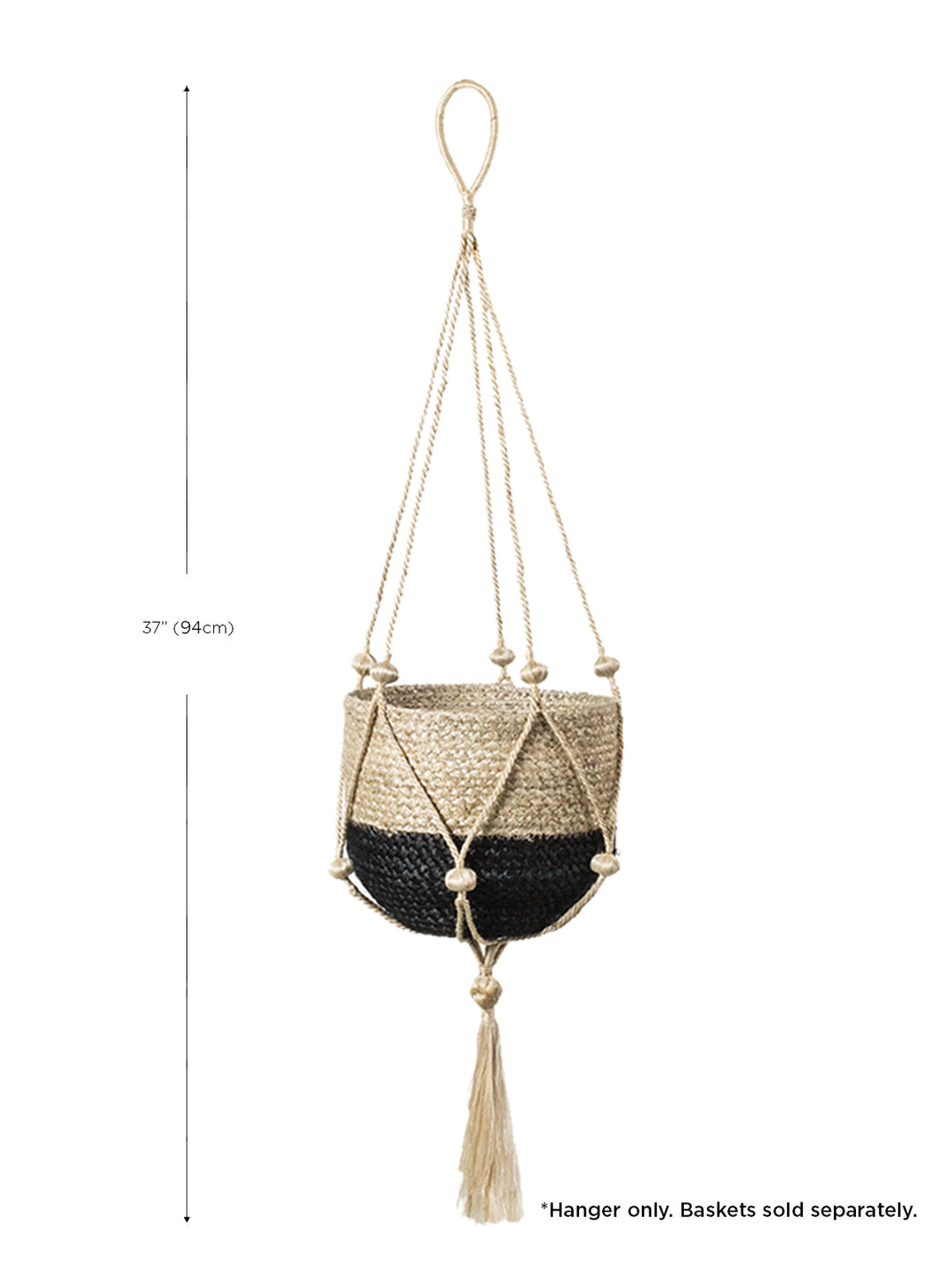 Beaded jute plant hanger styled with greenery