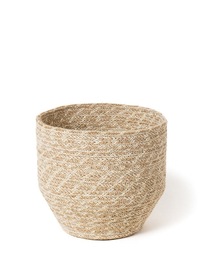 Natural jute storage bin with handles for organizing