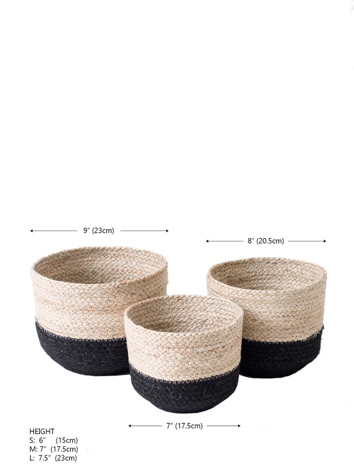 Compact natural braided jute storage bin