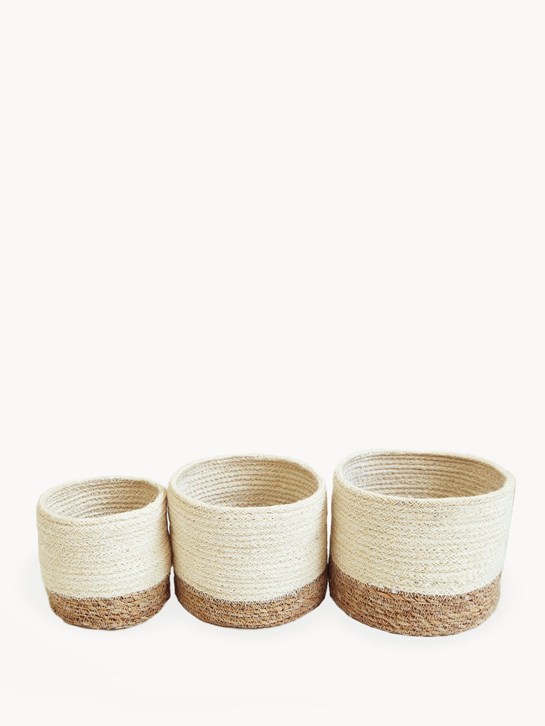 Natural seagrass round storage basket by DC-KORISSA, small size, with woven texture and sturdy handles for organized storage.