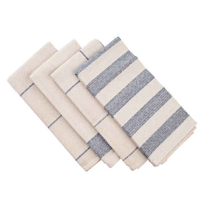 Set of four upcycled cotton kitchen towels in a simple, eco-friendly weave.