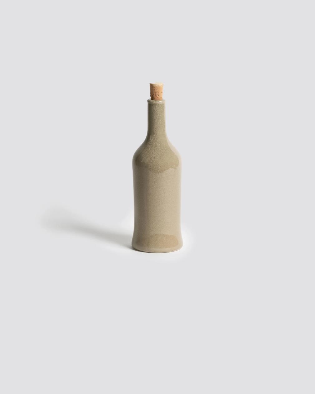 Handmade stoneware olive oil bottle, 21oz, with a secure pour spout, Mediterranean kitchen decor.