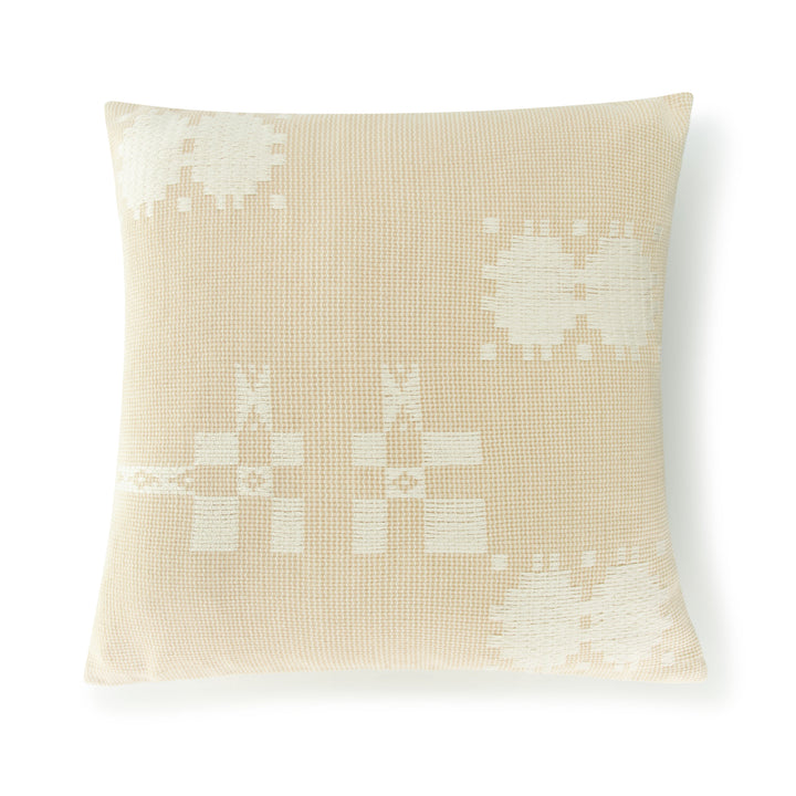Handwoven cotton Sunset pillow cover in warm earthy tones from Guatemala.