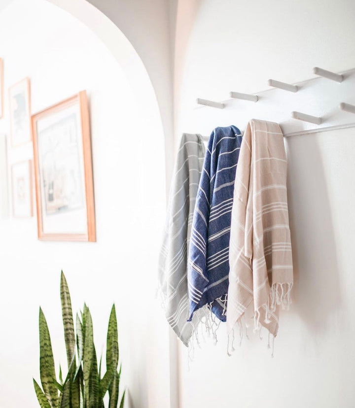 Turkish cotton hand towel showing soft absorbent weave and fringe edge