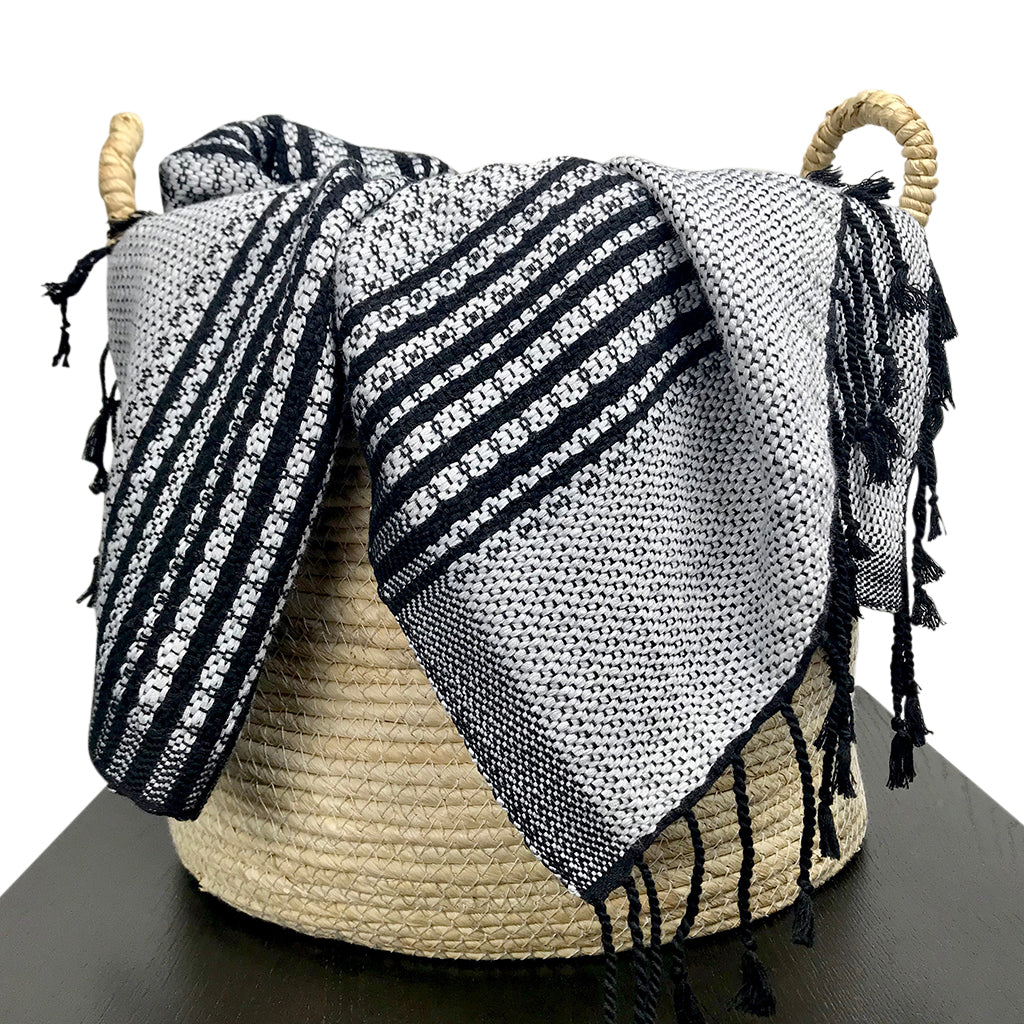 Bronze Cambodian handloom organic cotton throw with intricate woven patterns.