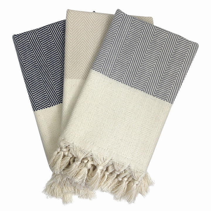 Champagne herringbone Turkish hand towel in soft cotton.