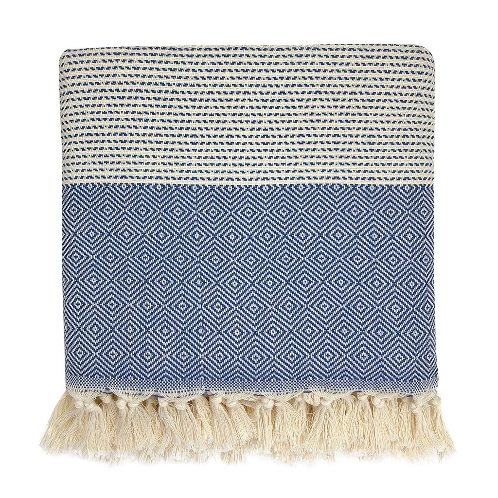 Lilac and gray diamond stripe Turkish throw blanket with soft woven fabric.