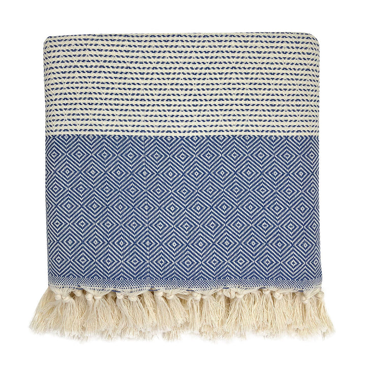 Lilac and gray diamond stripe Turkish throw blanket with soft woven fabric.