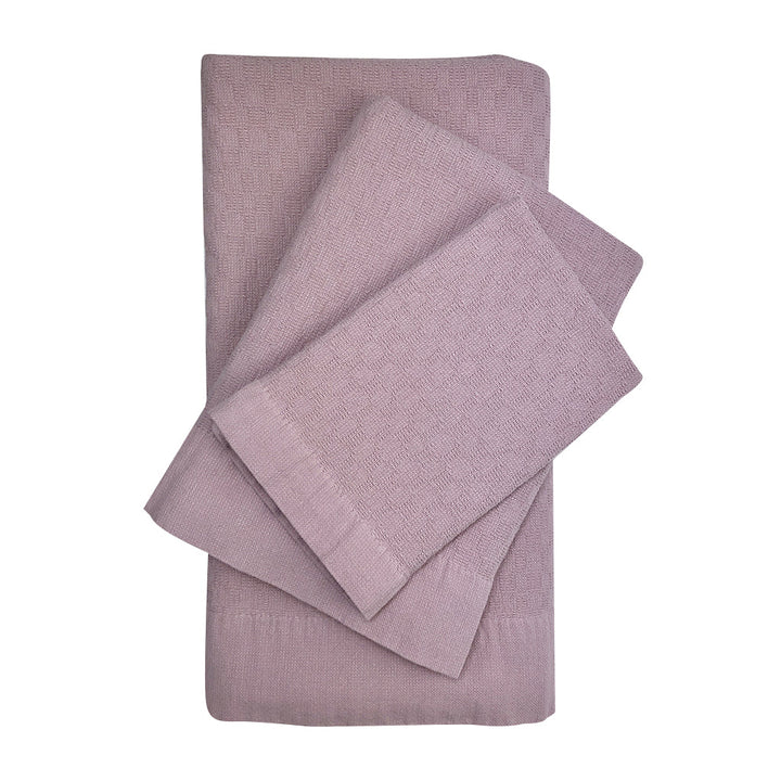 Set of 3 Turkish towels (bath, hand, washcloth) in soft, woven cotton.