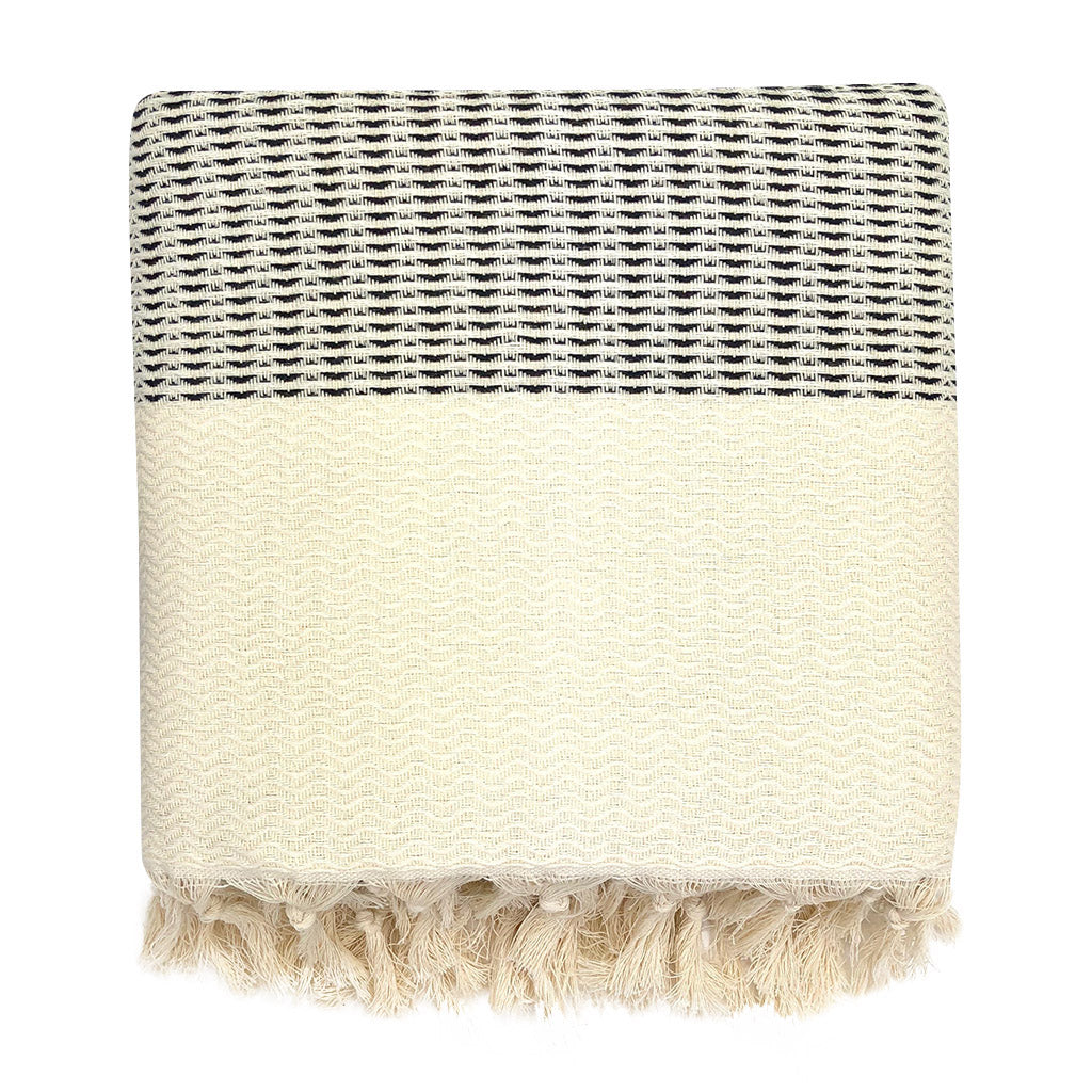 Soft plush wavy Turkish throw in neutral sand, draped over an armchair.