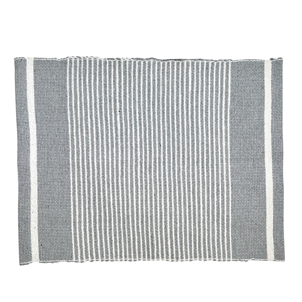 Ethiopian handloom striped placemat set of 2 in slate gray, traditional weave.