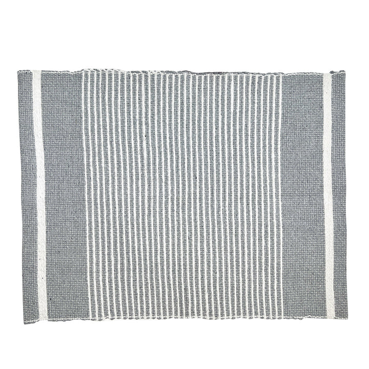 Ethiopian handloom striped placemat set of 2 in slate gray, traditional weave.