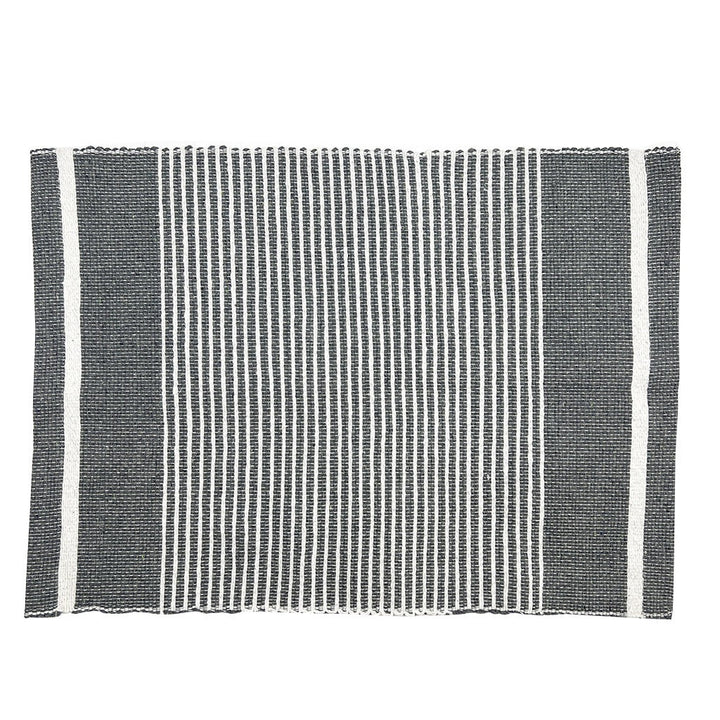 Ethiopian handloom striped placemat set of 2 in slate gray with a woven pattern.