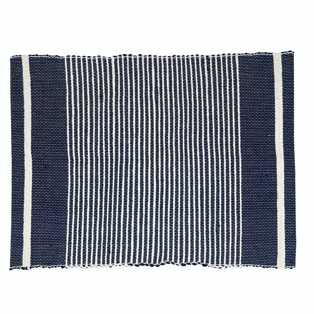 Ethiopian handloom striped placemat set of 2 in slate gray with a woven design.