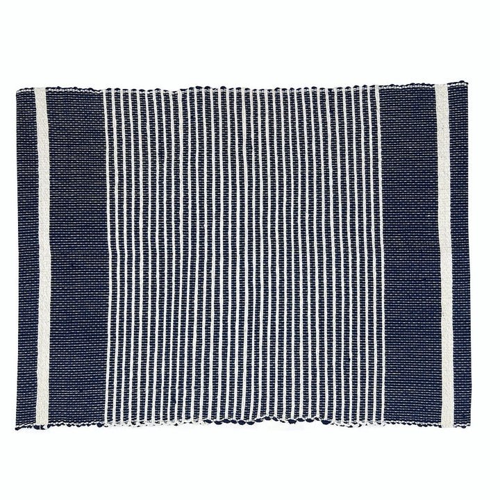Ethiopian handloom striped placemat set of 2 in slate gray with a woven design.