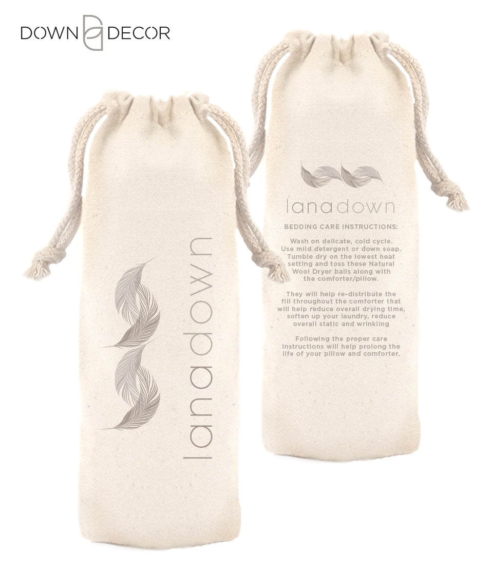 Set of three LanaDown wool dryer balls for fabric softening and static reduction.