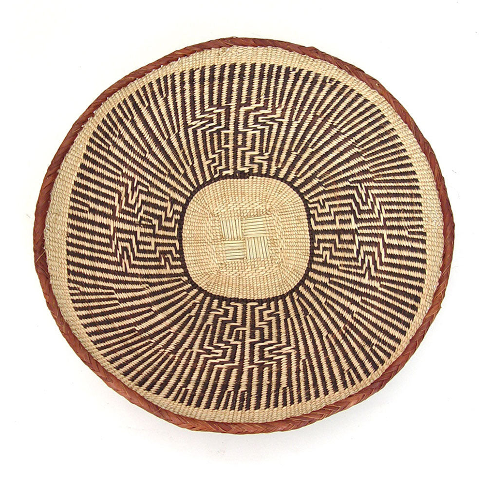 Medium handwoven Tonga basket from Zimbabwe for shelf storage