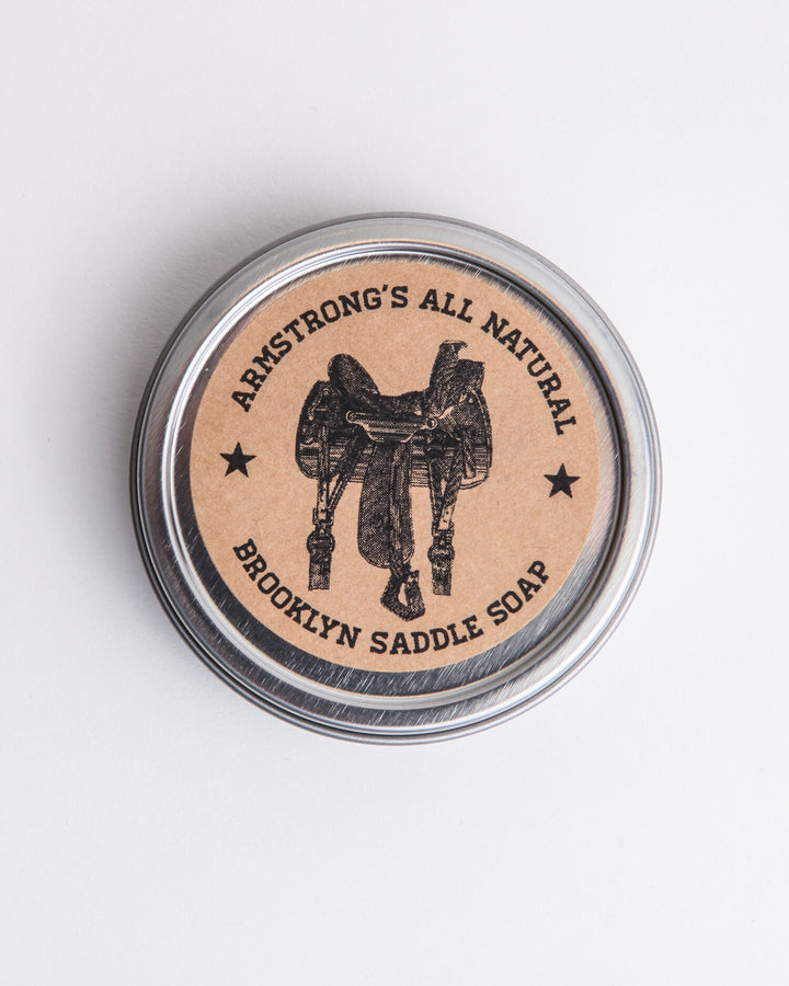 Brooklyn Saddle Soap in a tin, a natural leather cleaner.
