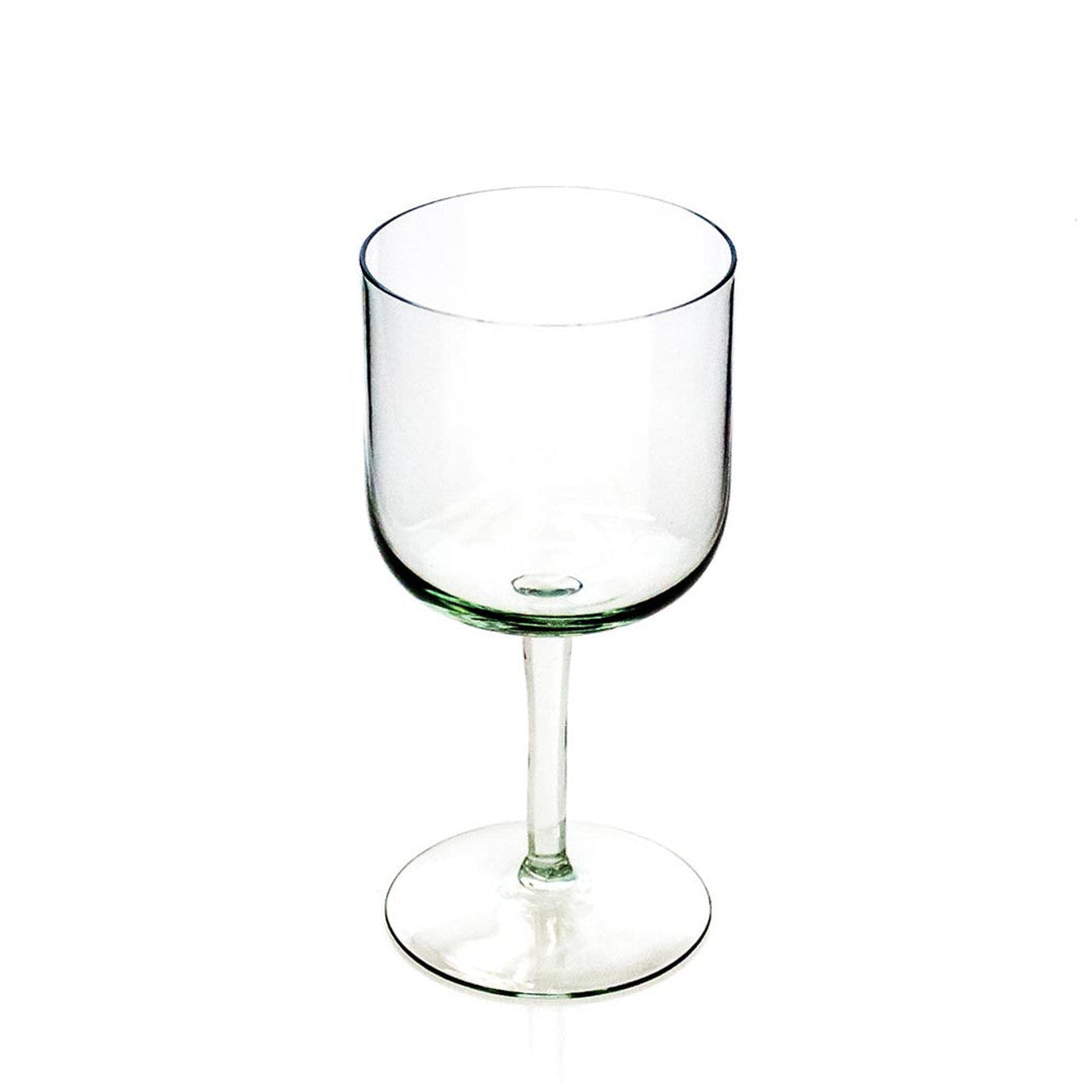 Hand-blown retro wine glass in 100% recycled glass with smooth vintage curves, made in Eswatini.