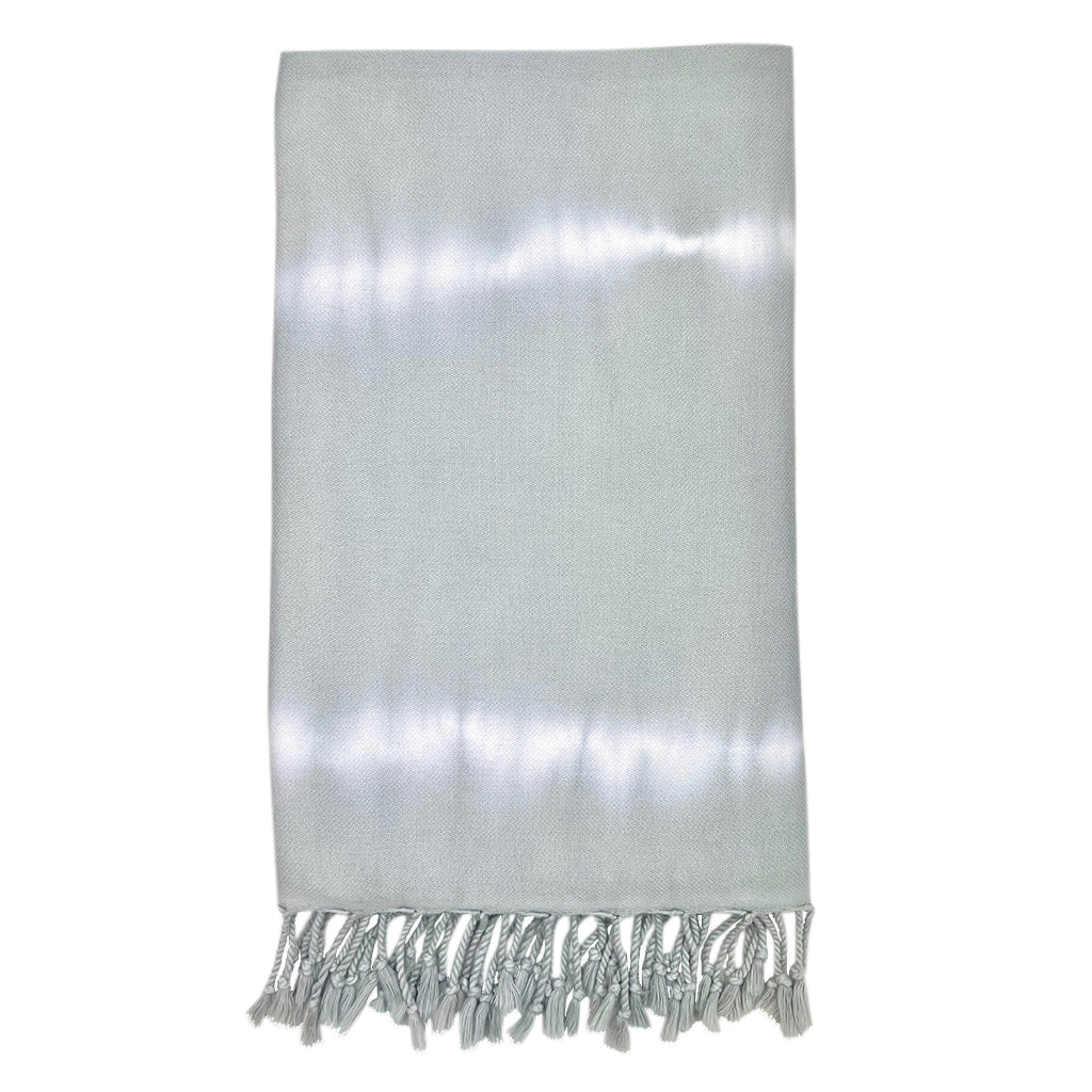 Gray tie-dye Turkish beach towel with a stripe pattern and soft cotton.